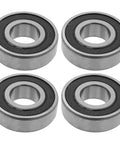 Heavy Duty Four Pack Spindle Bearing Repair Kit For 42 Inch Mower Deck showing four durable metal spindle ball bearings for lawn tractors.