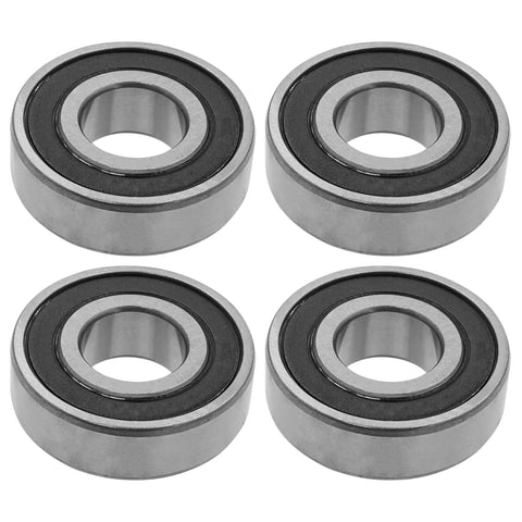 Heavy Duty Four Pack Spindle Bearing Repair Kit For 42 Inch Mower Deck showing four durable metal spindle ball bearings for lawn tractors.