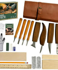 Complete Do It Yourself Wood Carving Kit For Beginners And Adults With 23 Piece Set Including Eight Carving Knives Pictured