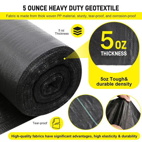 Heavy Duty 5 Oz Landscape Fabric 13x115 Ft Driveway And Weed Barrier For Erosion Control French Drain Garden Landscaping Weed Control Construction Projects Permeable Ground Cover