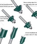 Pro Grade Router Bit Set For Woodworking One Quarter Inch Shank Molding Cutter Kit With Tongue Groove Bits and carbide edges