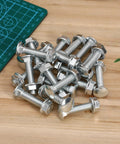 Weather Ready Carriage Bolt Kit With 20 Sets Of Carbon Steel Bolts Nuts With Washers on wood surface, zinc plated