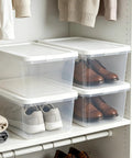 Top Tier Clear Plastic Storage Containers With Tight Snap On Lids Set Of Ten Real Deal Organizers For Home Closets Kitchen Pantry And Garage Must Haves with shoes.