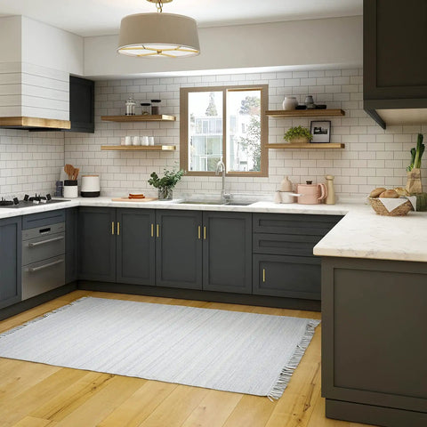 Tough As Nails Brushed Brass Cabinet Handles And Drawer Pulls With 3 Inch Hole Centers Heavy Grade Top Shelf Hardware For Kitchens And Bathrooms Sleek Finish Easy Install 5 Pack in modern kitchen setting.