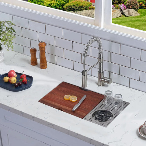 Undermount Bar Sink For Small Kitchens 10 By 18 Inch Gunmetal Black Stainless Steel Wet Prep Sink for Coffee Bar RV Outdoor with dish grid.