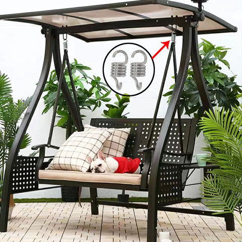 Heavy Duty Porch Swing Springs 2 Pack 750Lbs Each Total 1500Lbs Capacity in use on an outdoor swing with a canopy and cushions