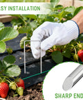 Beefy Galvanized Landscape Staples 4 Inch 12 Gauge Heavy Duty Garden Stakes for securing landscape fabric in garden bed.