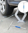 Heavy Duty Blue Hex Ratchet Socket Set With Adjustable Handle Badass Steel Construction Grease Monkey Certified tool beside a car jack.