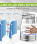 Dual Wall Cool Touch Electric Kettle With Borosilicate Glass Inner, 1.7L, 1500W Fast Boil, BPA Free, side view