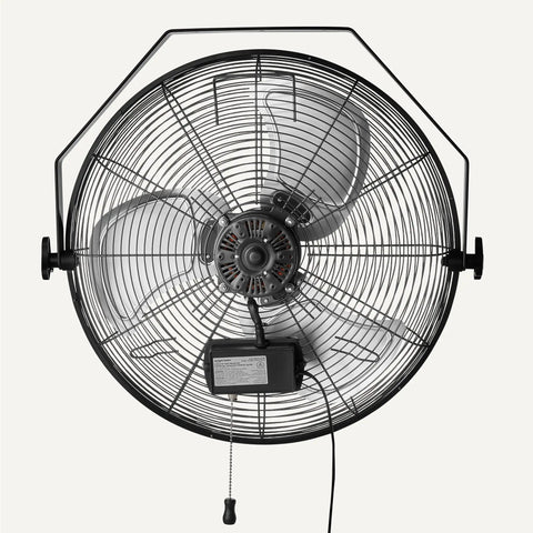 18 Inch Indoor Wall Mount Industrial Fan With Three Speeds And High CFM Up To 3100 For Warehouse Basement And Commercial Use Heavy Duty Metal Blades Tilt Head Black