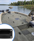 Boat deck with Marine Flush Pull Hatch Handle With Mount Screws, Black Recessed Square Boat Deck Hatch Lift close-up