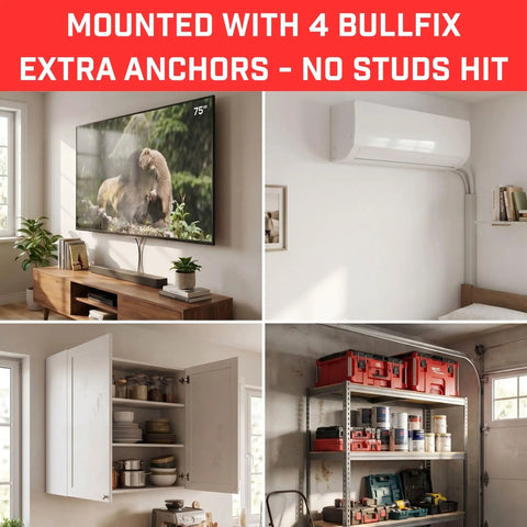 Heavy Duty Drywall Anchors And Plasterboard Fixings Starter Pack Holds Two Hundred Ninety Three Pounds used to mount a 75-inch TV.