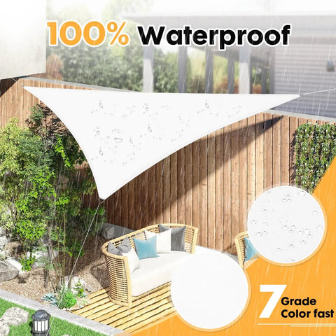 15 Ft Triangle Sun Shade Sail Canopy Waterproof UV Blocking Outdoor Cover For Patio Pergola Backyard Garden Deck