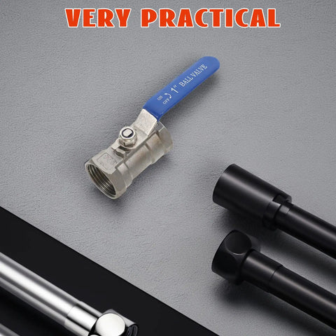 Premium Stainless Steel Ball Valve With Internal Thread Manual Shutoff For Residential Plumbing Leak Free Connector on grey surface.