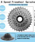 8 Speed Bike Freewheel 13 32T for Mountain Folding and Commuter Bikes, steel freewheel with specifications displayed