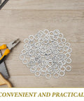 Top Shelf 100 Pack M8 Split Spring Lock Washers Crafted From Premium Stainless Steel For Heavy Duty Hardware Fixes And Rock Solid Machinery Bolt Securing Jobs on wooden surface.