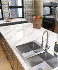 Kitchen island with Large White Marble Contact Paper For Countertops Waterproof Self Adhesive Marble Peel And Stick Wallpaper