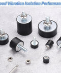 Heavy Duty Rubber Vibration Dampeners 4 Pack M4 Threaded Shock Absorbing Isolators built tough for machinery with black rubber mounts.