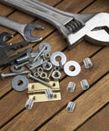 10Pcs M8 Stainless Steel Thread Insert Kit for quick thread repair with tools on wooden surface