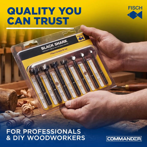 Forged Steel Forstner Drill Bit Set For Woodworking With Precision Wave Design Delivers Clean Cuts Seven Piece Set