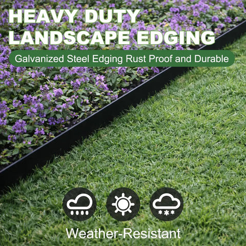 Metal Landscape Edging Border Kit With Six Panels 42 Inch Long And 4.5 Inch High Galvanized Steel Lawn Edging shown with flowers