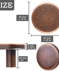 Premium Zinc Alloy Drawer Knobs And Cupboard Pulls With Screws Attached Vintage Round Brass Cabinet Handles For Kitchen Furniture And Bedroom Dressers Clean Setup, 30mm size, top view.