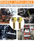 7/8-14 Right Hand 4130 Chromoly Rod Ends with 9/16 Bore for Steering Tie Rods displayed with vehicles for off-road applications.