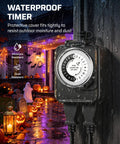 Solid 24 Hour Mechanical Timer Outlet Featuring Dual Grounded Outlets And 15 Amp Capacity For Yard Work, waterproof cover against moisture.