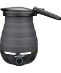 On The Go 0.85 Quart Collapsible Kettle With Dual Voltage Hidden Heating Element Black Finish Ultra Portable Travel Cup