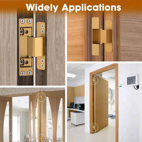 Four Point Five Inch Concealed Door Hinges For Invisible And Folding Doors Featuring One Ten Degree Swings shown in multiple applications.