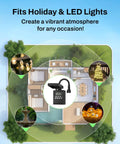 Bulldog Grade Outdoor 7 Day Programmable Timer Outlet Dual Pack Weather Protected Control Module in garden setting for holiday lights.