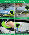 XINDELL 29-inch windshield cleaner with long handle and green microfiber pad; interior car cleaning tool.