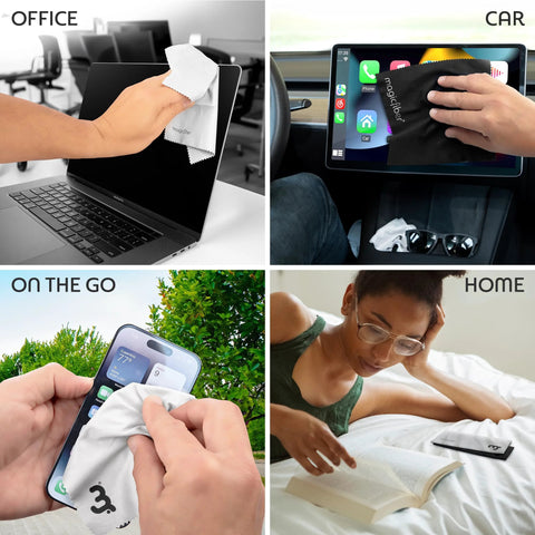 Amazon MagicFiber microfiber cleaning cloths, 2-pack, white; for glasses and screens.