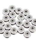 Heavy Duty Stainless Steel V Bearing Pulley Wheels For Zipline Trolley Replacement Double Shielded 20 Pack, close-up view.