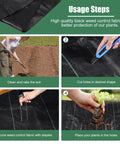 Heavy Duty Garden Weed Barrier Landscape Fabric Ground Cover 4 Pack 100 Ft Rolls With 30 U Shaped Securing Pegs Premium Polypropylene Weed Control Mat For Garden Beds And Pathways usage steps