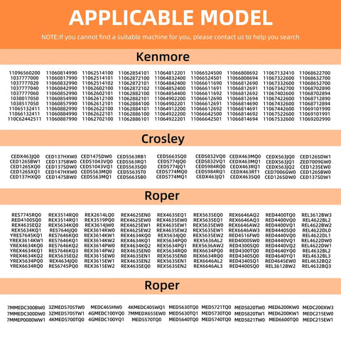 Applicable model chart for Kenmore, Crosley, Roper dryers 70-600 series, Top Notch Dryer Heating Element Replacement For 70 80 110 500 600 Series