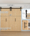 Workhorse Spruce Wood Bifold Barn Door Kit Includes 90 Inch Track Assembly Free Double Door Panels 84X84 Inches For Closets Built Tough Zero Fuss Setup dimensions and installation guide
