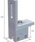 Rock Solid L Bracket Standing Seam Metal Roof Clamp for Solar Panel Rig Setup, showing dimensions and heavy-duty aluminum construction.