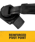 Close-up of reinforced pivot point on Dielectric Cap Mount Earmuff With Adjustable Extendable Arms Foldable For Comfort NRR 25
