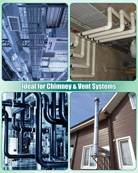 Straight Up Heavy Duty 4 Inch Split Ring Pipe Hanger With Rigid Steel Vent Bracket And Wall Standoff Rust Resistant Chimney Support That Hangs Sweet And Grips Tight For 4 25 To 4 5 Inch Pipes 2 Pack, displaying various vent systems.