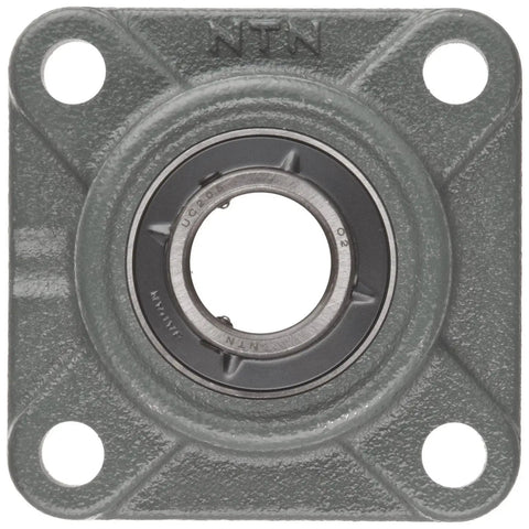 Top Shelf Light Duty Flange Bearing Setscrew Lock Cast Iron 55mm Bore with gray base, four bolt square mount for reliable operation.