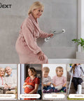 Rock Solid 16 Inch Angled Bathroom Shower Grab Bars Two Pack Heavy Duty Stainless Steel Wall Mount Safety Handrails with Knurled Grip in use by elderly