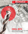 Heavy Duty M10x1.25 Thread Repair Kit Featuring 304 Stainless Steel Helicoil Inserts And Precision HSS Tap Drill Set showing 135 degree HSS drill bit.
