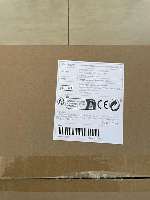 Package label showing manufacturer info for Electric Hydraulic Rebar Cutter Portable 1700W Beast Mode Power Heavy Duty Fast Cutting Tool