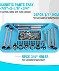 2-Piece Silicone Tool Tray Set With Non-Slip Flexible Organizer And Magnetic Tray with tools organized on blue tray
