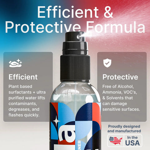 Koala eyeglass lens cleaner spray kit with 1 spray bottle and microfiber cloth, alcohol-free, USA-made, 2-piece set.