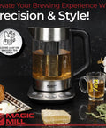 Electric Kettle With Temperature Control And Tea Infuser, 1.7L Large Capacity, displayed with honey and tea bags