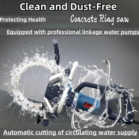 Pro Setup Electric Rotary Saw, 8800W Brushless Concrete Cutter Muscle, 3000Rpm Dust Free Masonry Cutting Machine features water pump for dust-free cutting.