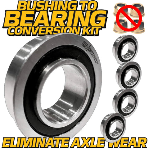 HD Switch Front Wheel Bearing Bushing To Bearing Conversion Kit with multiple sealed ball bearings for lawn mowers.