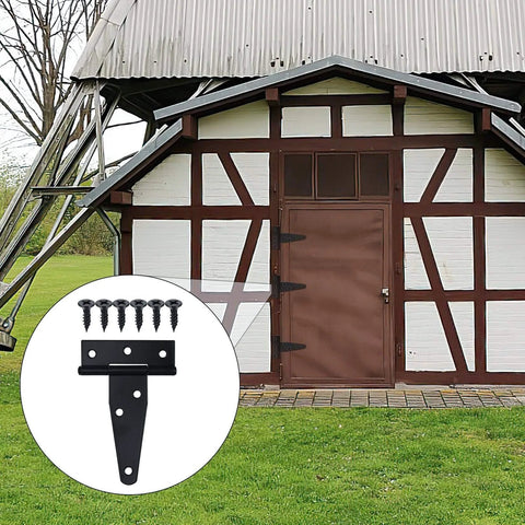 6 Pack 3 Inch T Strap Hinges Heavy Duty Black Outdoor Tee Hinges for barn doors